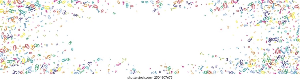 Concept of school background. Colorful childish numbers and digits  falling. Back to school mathematics banner on white background. Falling numbers vector illustration.