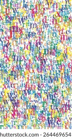 Concept of school background. Colorful childish falling letters of English language. Foreign languages study concept. Back to school banner on white background.