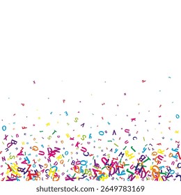 Conceito de formação escolar. Letras coloridas infantis de língua inglesa. Conceito de estudo de línguas estrangeiras. De volta ao banner da escola sobre fundo branco.