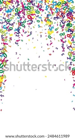 Concept of school background. Colorful childish numbers and digits  falling. Back to school mathematics banner on white background. Falling numbers vector illustration.