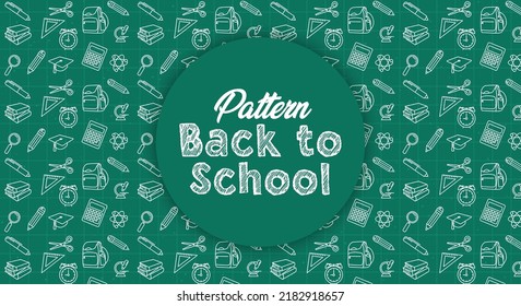 	
Concept of school background. Seamless pattern with doodles. Vector