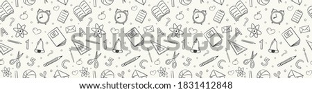Concept of school background. Seamless pattern with doodles. Vector