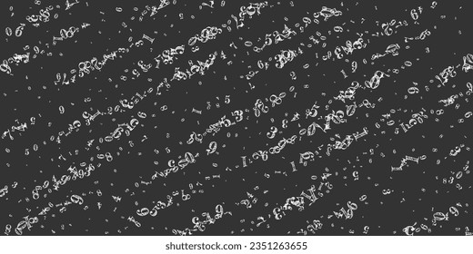 Concept of school background. White chalk numbers and digits  falling. Back to school mathematics banner on blackboard background. Falling numbers vector illustration.