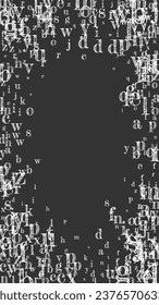 Concept of school background. White chalk  falling letters of English language. Foreign languages study concept. Back to school banner on blackboard background.
