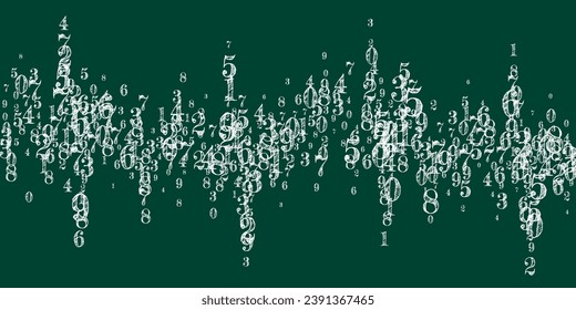 Concept of school background. White chalk numbers and digits  falling. Back to school mathematics banner on blackboard background. Falling numbers vector illustration.