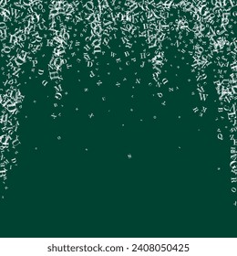 Concept of school background. White chalk  falling letters of English language. Foreign languages study concept. Back to school banner on blackboard background.