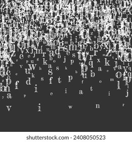 Concept of school background. White chalk  falling letters of English language. Foreign languages study concept. Back to school banner on blackboard background.