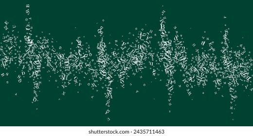 Concept of school background. White chalk  falling letters of English language. Foreign languages study concept. Back to school banner on blackboard background.