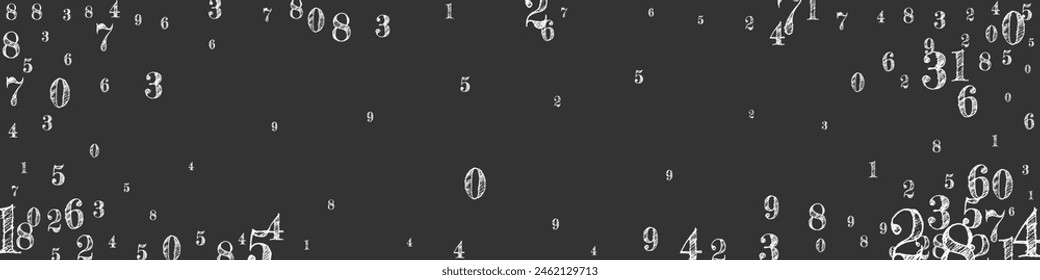 Concept of school background. White chalk numbers and digits  falling. Back to school mathematics banner on blackboard background. Falling numbers vector illustration.