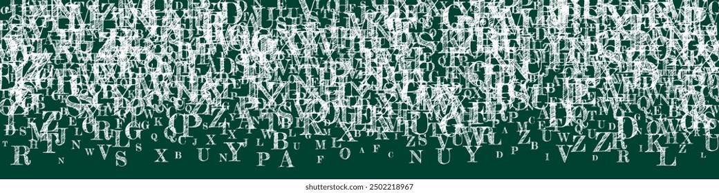 Concept of school background. White chalk  falling letters of English language. Foreign languages study concept. Back to school banner on blackboard background.