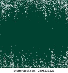 Concept of school background. White chalk  falling letters of English language. Foreign languages study concept. Back to school banner on blackboard background.