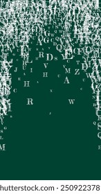Conceito de formação escolar. Letras da língua inglesa que caem com giz branco. Conceito de estudo de línguas estrangeiras. De volta ao banner da escola no fundo do quadro negro.