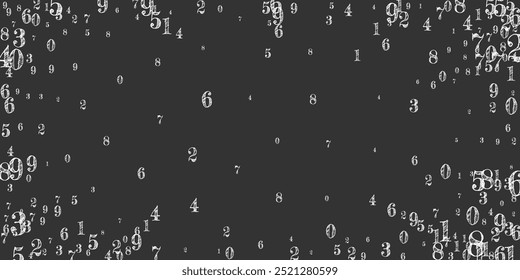 Concept of school background. White chalk numbers and digits  falling. Back to school mathematics banner on blackboard background. Falling numbers vector illustration.