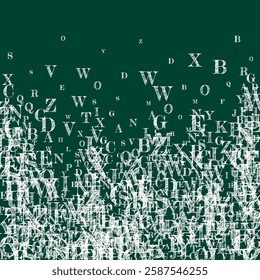 Concept of school background. White chalk  falling letters of English language. Foreign languages study concept. Back to school banner on blackboard background.