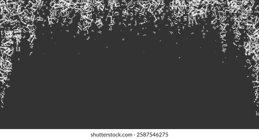 Concept of school background. White chalk  falling letters of English language. Foreign languages study concept. Back to school banner on blackboard background.