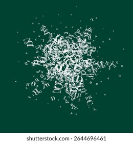 Concept of school background. White chalk  falling letters of English language. Foreign languages study concept. Back to school banner on blackboard background.
