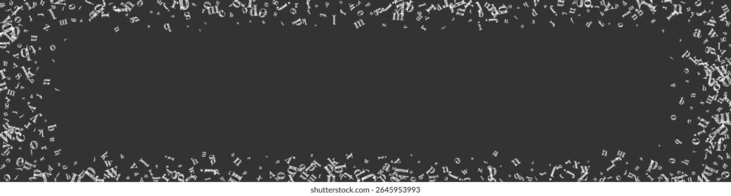 Concept of school background. White chalk  falling letters of English language. Foreign languages study concept. Back to school banner on blackboard background.