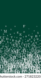 Concepto de fondo escolar. Letras caídas de tiza blanca del idioma inglés. Concepto de estudio de lenguas extranjeras. Anuncio de regreso a la escuela sobre fondo de pizarra.