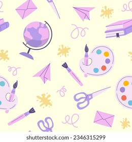 The concept of school education. Seamless pattern with doodles. Vector illustration