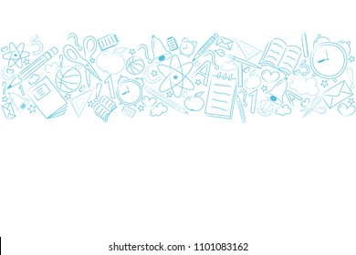Concept of a school poster with hand drawn accessories - template of a poster. Vector.