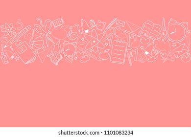 Concept of a school poster with hand drawn accessories - template of a poster. Vector.