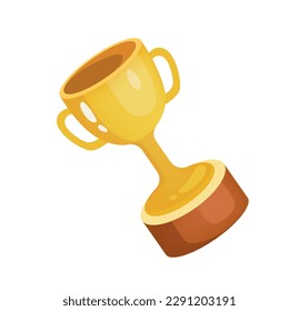 Concept School supplies education achievement win. The illustration is a flat, vector design featuring a cartoon-style golden trophy cup. Vector illustration.
