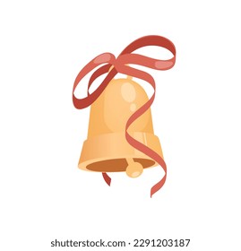 Concept School supplies education bell. The illustration is a flat vector cartoon design of a school bell on a white background. Vector illustration.
