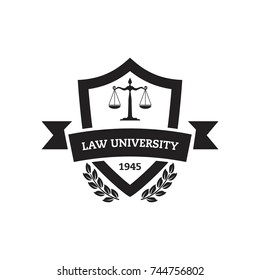 Concept For School, University, Study, Education, Law And Legal Business. Sign, Symbol, Logo. Vector Illustration.  Vector Logo Template. University Logo