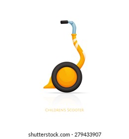 concept scooter on white background with reflection and shadow underneath