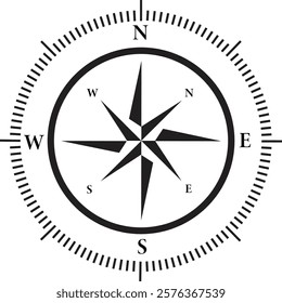 The concept of seafaring and sea travel. Compass flat style icon on isolated white background.