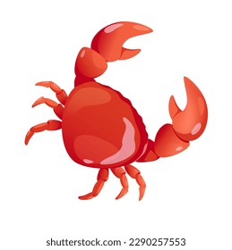 Cangrejo de marisco. La ilustración es un concepto de vector de diseño plano de un cangrejo de dibujos animados, con un diseño divertido y lúdico, sobre un fondo blanco. Ilustración vectorial.