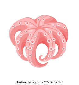 Concept Seafood octopus. This illustration features a flat and colorful vector design of an octopus, a popular seafood delicacy. Vector illustration.