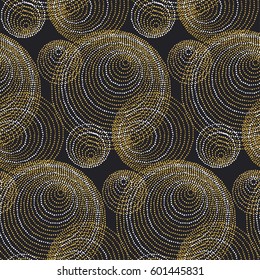Concept seamless luxury header with dots and lines for header, card, background, invitation. decorative stylized dot vector illustration on black background.