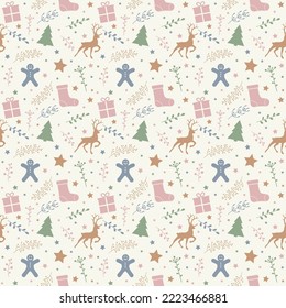 Concepto de un patrón impecable con decoraciones navideñas. Fondo de Navidad. Vector