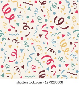 Concept of seamless pattern with party serpentines. Vector