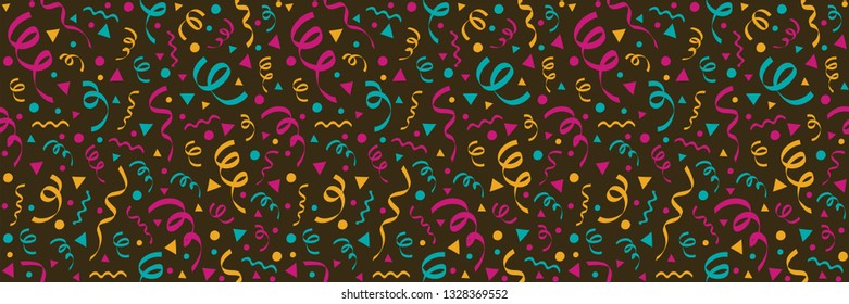 Concept of seamless pattern with party serpentines. Vector
