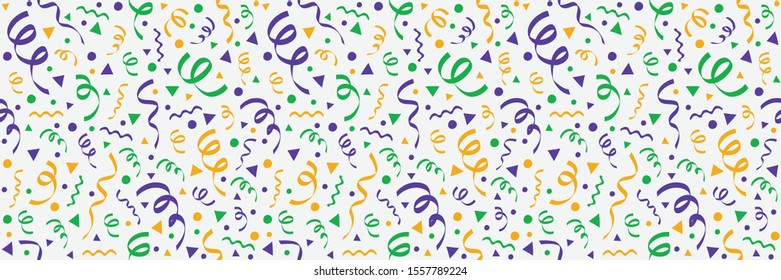 Concept of seamless texture with confetti for anniversary. Vector