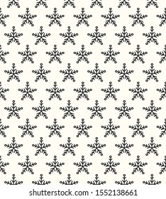 Concept of seamless texture with hand drawn snowflakes. Vector.