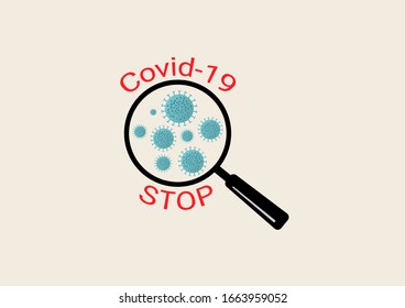 Concept of search COVID-19 or coronavirus. Find way prevent stop COVID-19 or coronavirus vector illustration. The prevent outbreak health risk public.