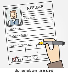 Concept searching  professional worker. Read summary. Thin line icon.