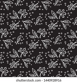 Concept of season. Leaf fall. Doodle autumn leaves. Seamless pattern. Design element for fabric, wallpaper or wrapping paper. Hand drawn style.