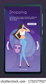 Concept of seasonal discounts. Attractive young, fashionably dressed woman talking on the phone. Girl in anticipation of shopping.