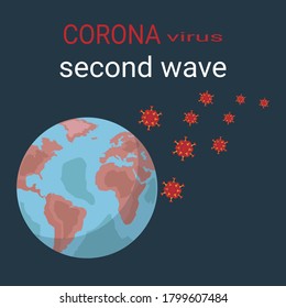 Concept of second wave coronavirus pandemic outbreak. Watch out for Novel Coronavirus outbreaks. Spread of new coronavirus Background. Banner, vector illustration. 
