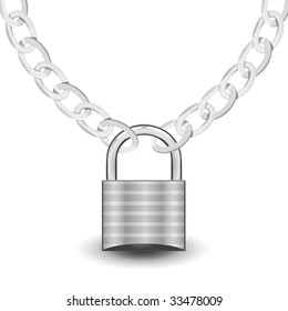 concept of IT security, metal lock with the chain
