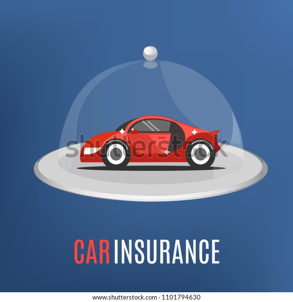 Concept of security of property, flat\
design. Insurance car. Vector\
illustration