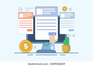 Concept of Selling online subscriptions, Selling products and services with subscription packages, Earn money online. Sell packages to increase revenue with website maintenance packages for clients.