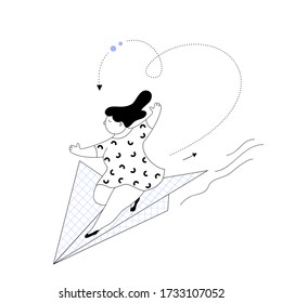 Konzepte Senden Brief, Post, SMS, Nachricht.Eine junge Frau ist in Eile, einen Brief zu senden.Trendy flache Vektor-Illustration auf weißem Hintergrund.