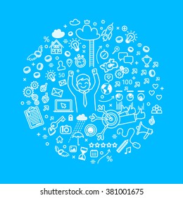 Concept of SEO. Business doodles. Vector illustration