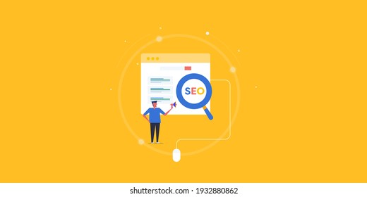 Concept of SEO marketing, Search engine optimization, SEO ranking monitoring - flat design vector illustration with icons