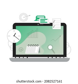 Concept of Seo Optimization for website and mobile website. Landing page template. Project management. Vector Illustrations.